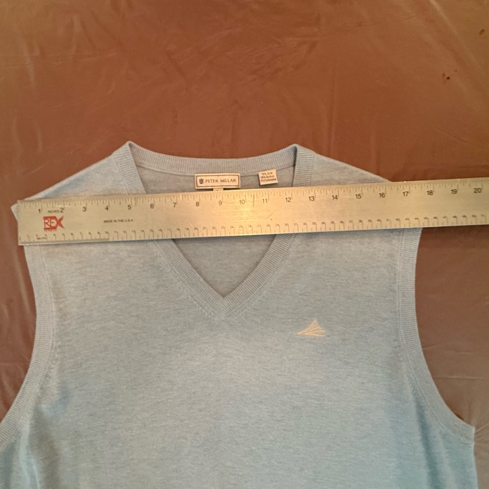 NWOT Peter Miller Silk/Cashmere Blue/Grey Golf Sweater Vest Large MSRP $225 - Picture 7 of 8